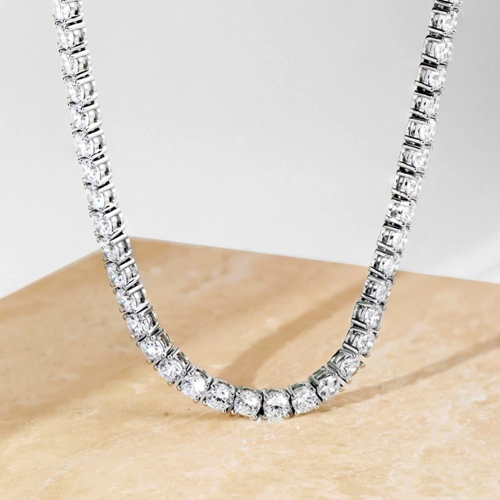 Genuine S925 Sterling Silver Sparkling 4mm Zircon Tennis Necklace 40cm Elegant Hypoallergenic Celestial Jewelry Gift for Women
Genuine S925 Sterling Silver Sparkling 4mm Zircon Tennis Necklace 40cm Elegant Hypoallergenic Celestial Jewelry Gift for Women