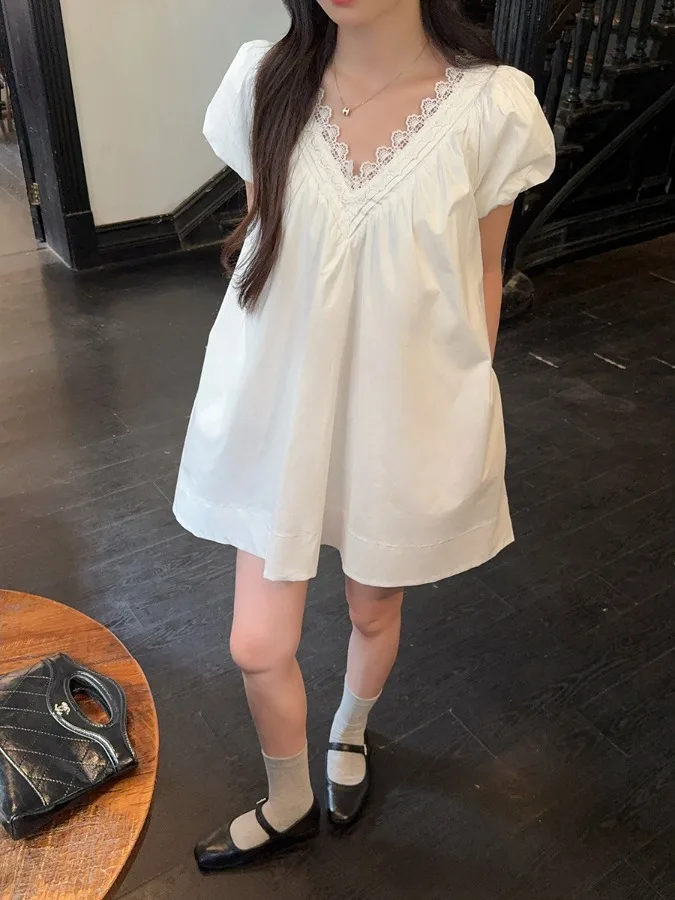 plus Size Korean Style Sweet Short Sleeve Dress V-Neck Loose Slimming Casual A-Line Skirt Summer New Arrival
plus Size Korean Style Sweet Short Sleeve Dress V-Neck Loose Slimming Casual A-Line Skirt Summer New Arrival