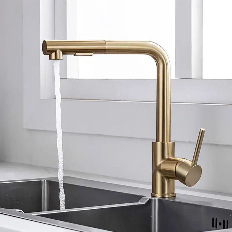 304 stainless steel pull-out faucet kitchen sink brushed gold kitchen faucet pull-out faucet
304 stainless steel pull-out faucet kitchen sink brushed gold kitchen faucet pull-out faucet