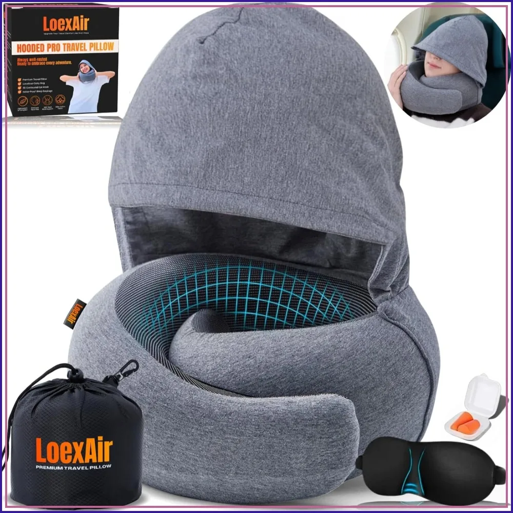 Hooded Pro Travel Pillow - Memory Foam Neck Support for Airplane, Flight - Super-Soft Pure Cotton, Light-Block Design, Lightweight Travel Kit - Light Grey
Hooded Pro Travel Pillow - Memory Foam Neck Support for Airplane, Flight - Super-Soft Pure Cotton, Light-Block Design, Lightweight Travel Kit - Light Grey