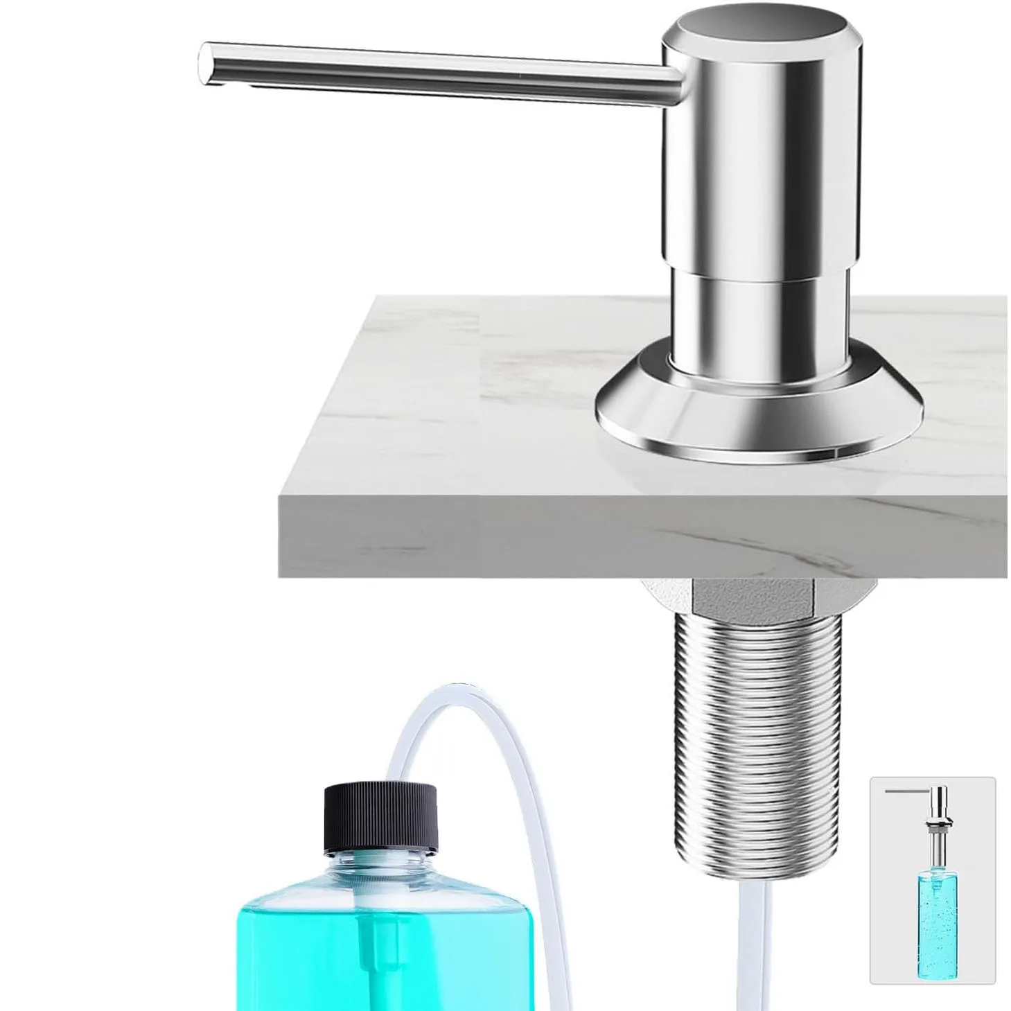 Brass Built-in Kitchen Sink Soap Dispenser Refillable 17oz Bottle with 120mm Extension Tube Countertop Liquid Soap Pump
Brass Built-in Kitchen Sink Soap Dispenser Refillable 17oz Bottle with 120mm Extension Tube Countertop Liquid Soap Pump