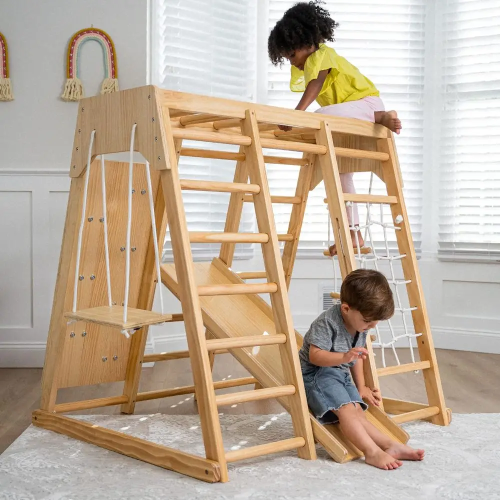 Magnolia Indoor Playground 7in1 Jungle Gym Playset for Kids 26yrs Slide, Climbing Wall, Rope Wall Climber, Monkey Bars, Swing W
Magnolia Indoor Playground 7in1 Jungle Gym Playset for Kids 26yrs Slide, Climbing Wall, Rope Wall Climber, Monkey Bars, Swing W