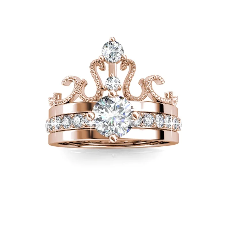 Daisini Crown Ring Set 2 in 1 Stackable Ring with Austrian Crystal for Women Rose Gold Plated Quality Brass Fashion Jewelry
Daisini Crown Ring Set 2 in 1 Stackable Ring with Austrian Crystal for Women Rose Gold Plated Quality Brass Fashion Jewelry