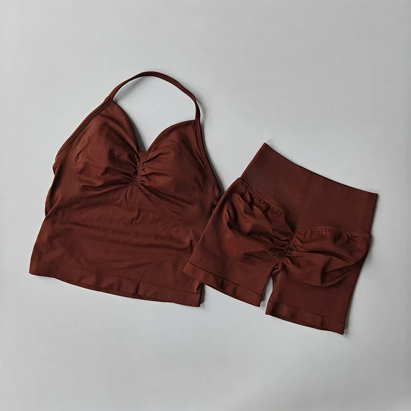 Seamless Fitness Two-piece Suit Beautiful Back Bras High Elastic Knitted Sports Fitness Vest Yoga Butt Lift Shorts for Women
Seamless Fitness Two-piece Suit Beautiful Back Bras High Elastic Knitted Sports Fitness Vest Yoga Butt Lift Shorts for Women