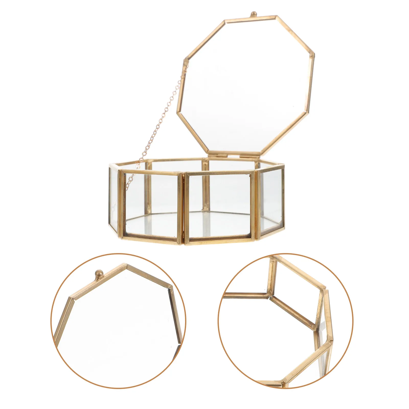 Octagonal Transparent Jewelry Box Alloy Glass Storage Box for Necklace Earrings Bracelets Ring Organizer Desktop Display Holder
Octagonal Transparent Jewelry Box Alloy Glass Storage Box for Necklace Earrings Bracelets Ring Organizer Desktop Display Holder