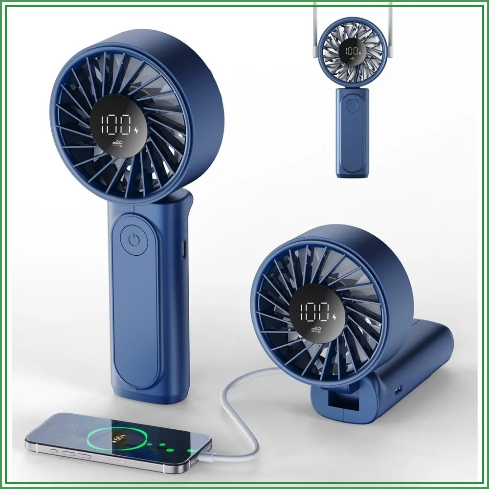 4000mAh Rechargeable Handheld Fan, 180° Foldable, 6 Speeds, LCD Display, Ultra Quiet for Indoor Outdoor
4000mAh Rechargeable Handheld Fan, 180° Foldable, 6 Speeds, LCD Display, Ultra Quiet for Indoor Outdoor