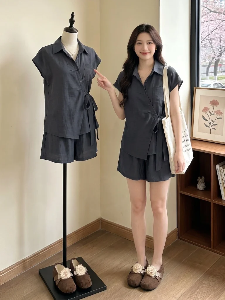 Gray Cotton Linen Shirt Shorts Set Women's plus Size Summer Fashion High Waist Shirt Shorts Two Piece Set Casual Commute Style
Gray Cotton Linen Shirt Shorts Set Women's plus Size Summer Fashion High Waist Shirt Shorts Two Piece Set Casual Commute Style