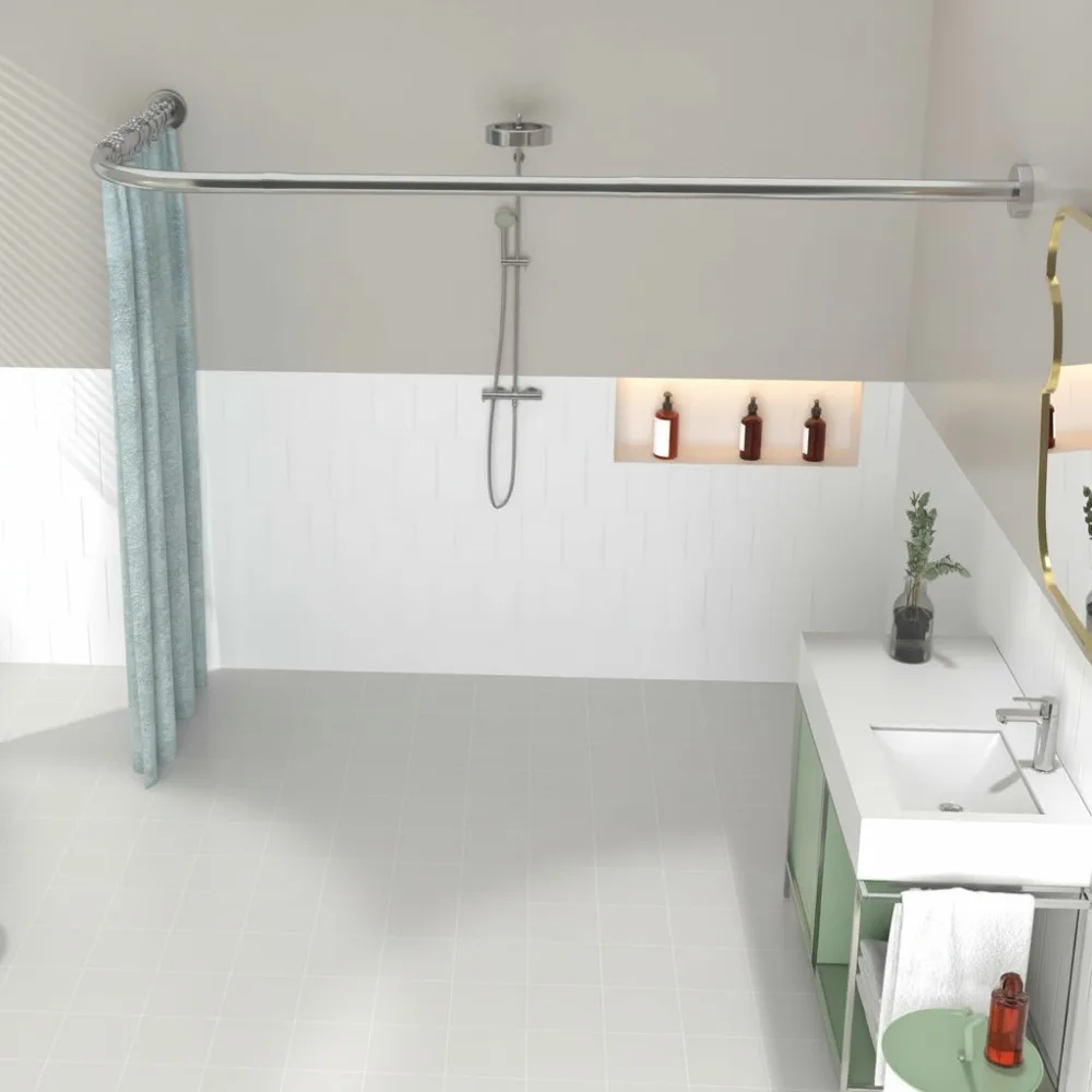 L-Shaped Corner Shower Curtain Rod, Adjustable 28-39" x 43-67", Stainless Steel with 18 Rings for Bathroom
L-Shaped Corner Shower Curtain Rod, Adjustable 28-39" x 43-67", Stainless Steel with 18 Rings for Bathroom