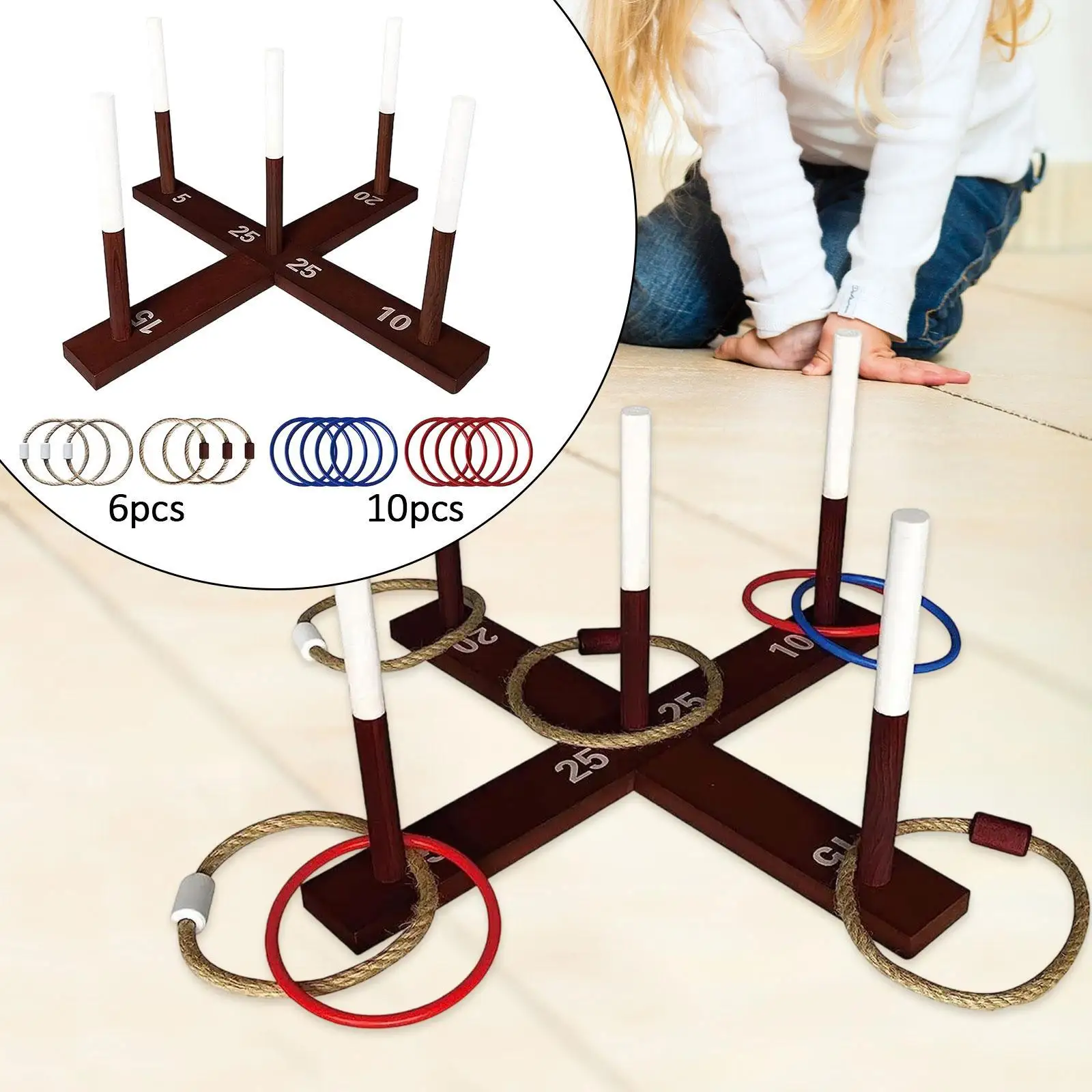 Wooden Ring Throw Puzzle Game Leisure Sports Set for Home Backyard Bar Party Wedding Festival Fun
Wooden Ring Throw Puzzle Game Leisure Sports Set for Home Backyard Bar Party Wedding Festival Fun