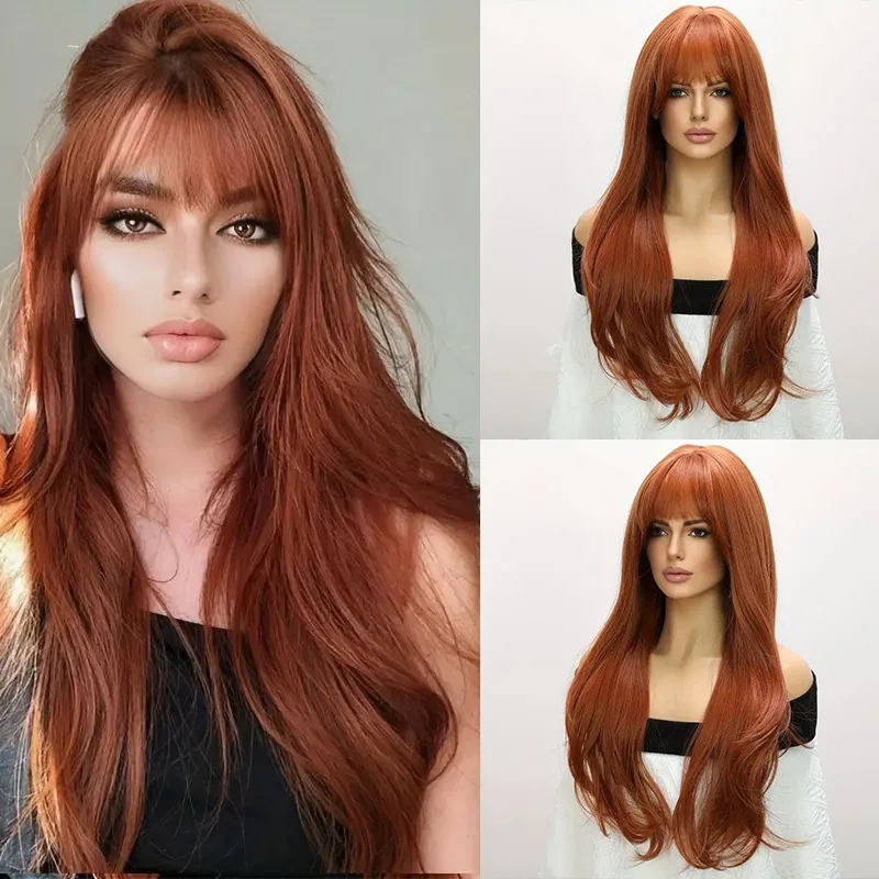 Fashion Synthetic Long Wavy Wig with Bangs Red Brown Voluminous Cosplay Party Full Head Topper for Women
Fashion Synthetic Long Wavy Wig with Bangs Red Brown Voluminous Cosplay Party Full Head Topper for Women