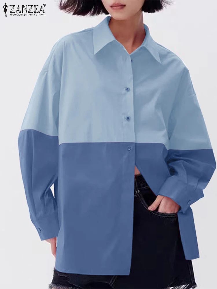 ZANZEA, повседневная свободная уличная одежда, Blusas, женские рубашки с цветными блоками, модные топы с воротником с лацканами, весна 2024, туники с длинными рукавами, топы
ZANZEA, повседневная свободная уличная одежда, Blusas, женские рубашки с цветными блоками, модные топы с воротником с лацканами, весна 2024, туники с длинными рукавами, топы