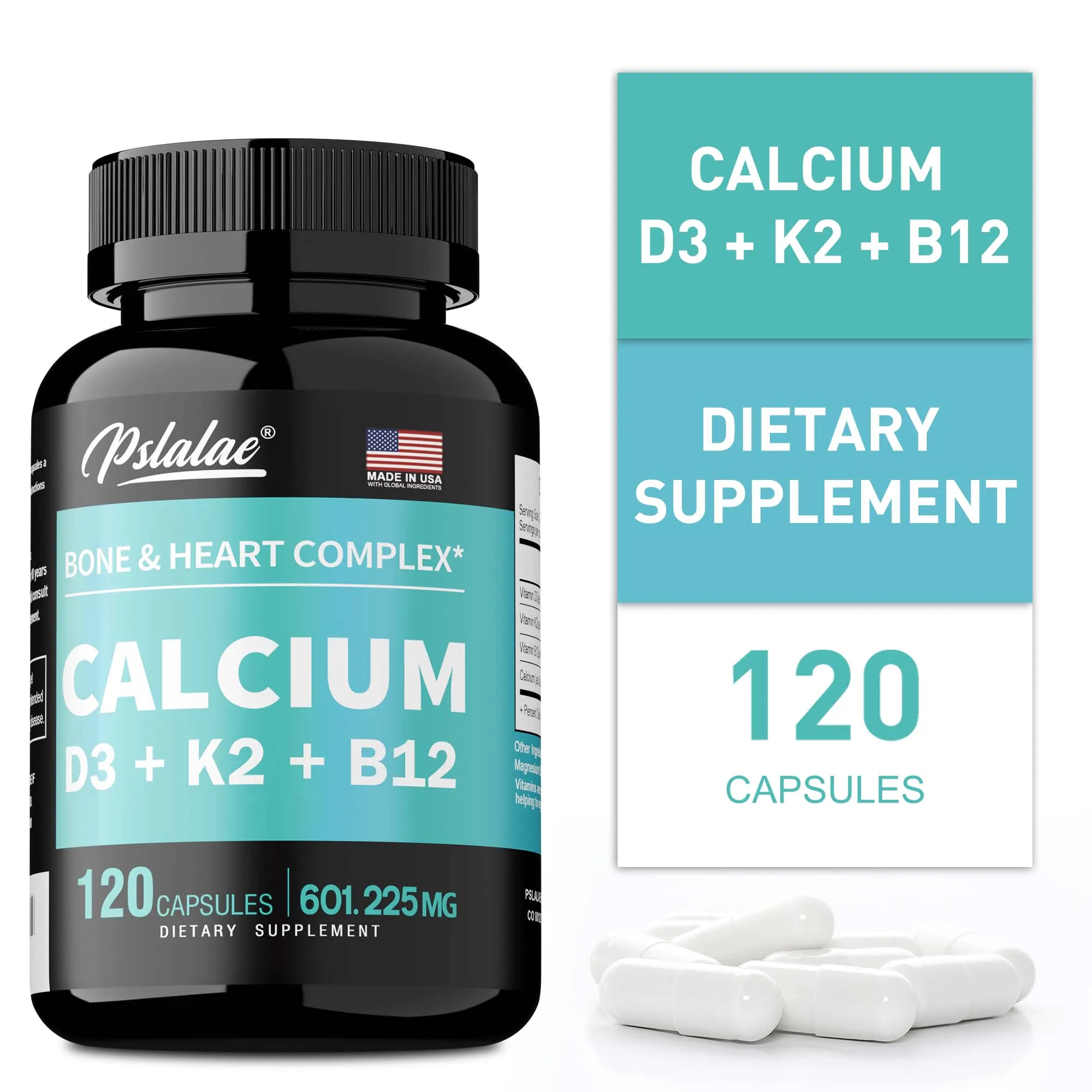 4-in-1 Calcium Supplement with Vitamin D3 K2 B12 - Provides Energy, Calcium Absorption, Bones and Teeth Health, Boosts Immunity
4-in-1 Calcium Supplement with Vitamin D3 K2 B12 - Provides Energy, Calcium Absorption, Bones and Teeth Health, Boosts Immunity
