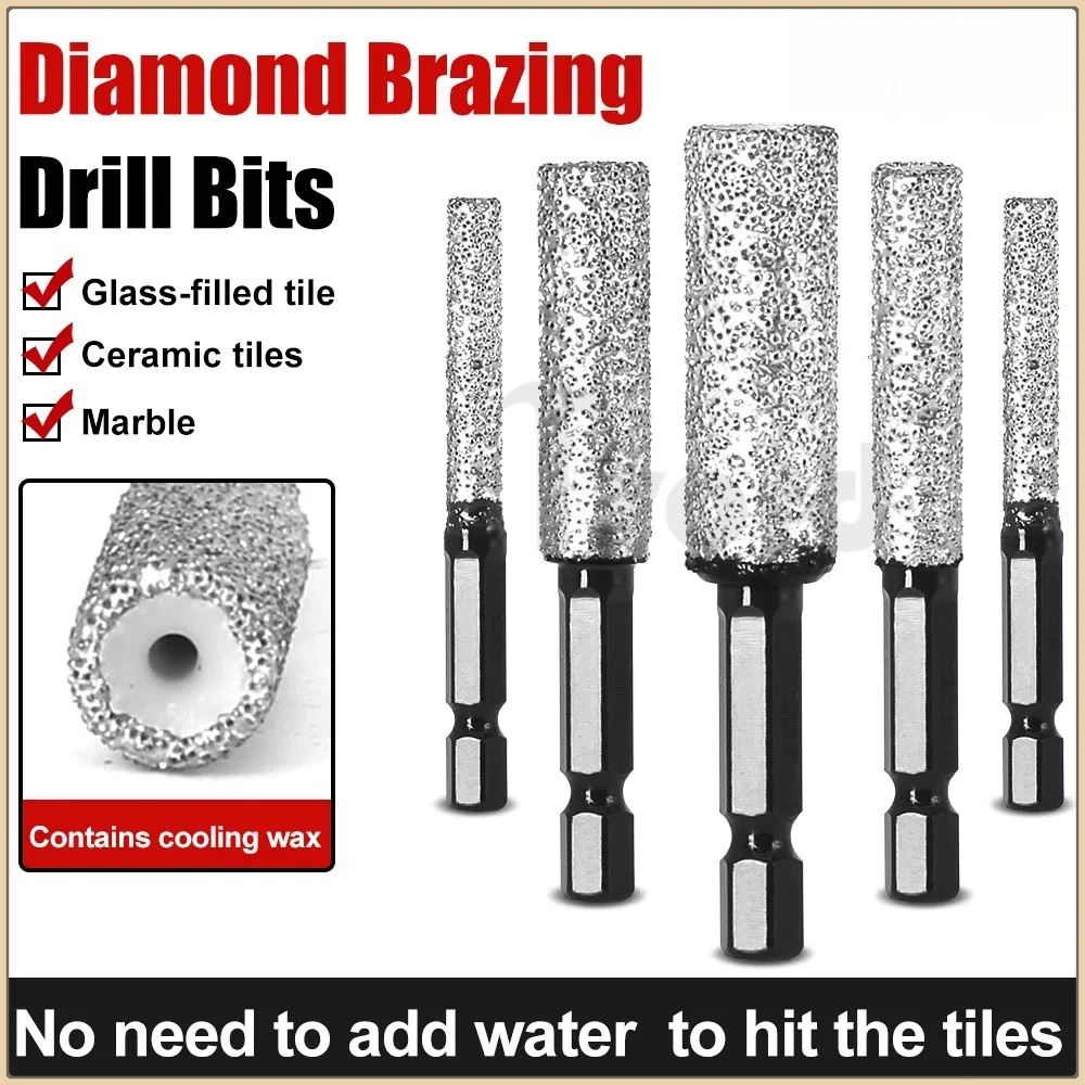 Drilling and Grinding Hexagonal Shank Diamond Drill Bit Hole Saw for Dry Ceramic Tile, Marble, Granite, and Porcelain 6-12mm
Drilling and Grinding Hexagonal Shank Diamond Drill Bit Hole Saw for Dry Ceramic Tile, Marble, Granite, and Porcelain 6-12mm