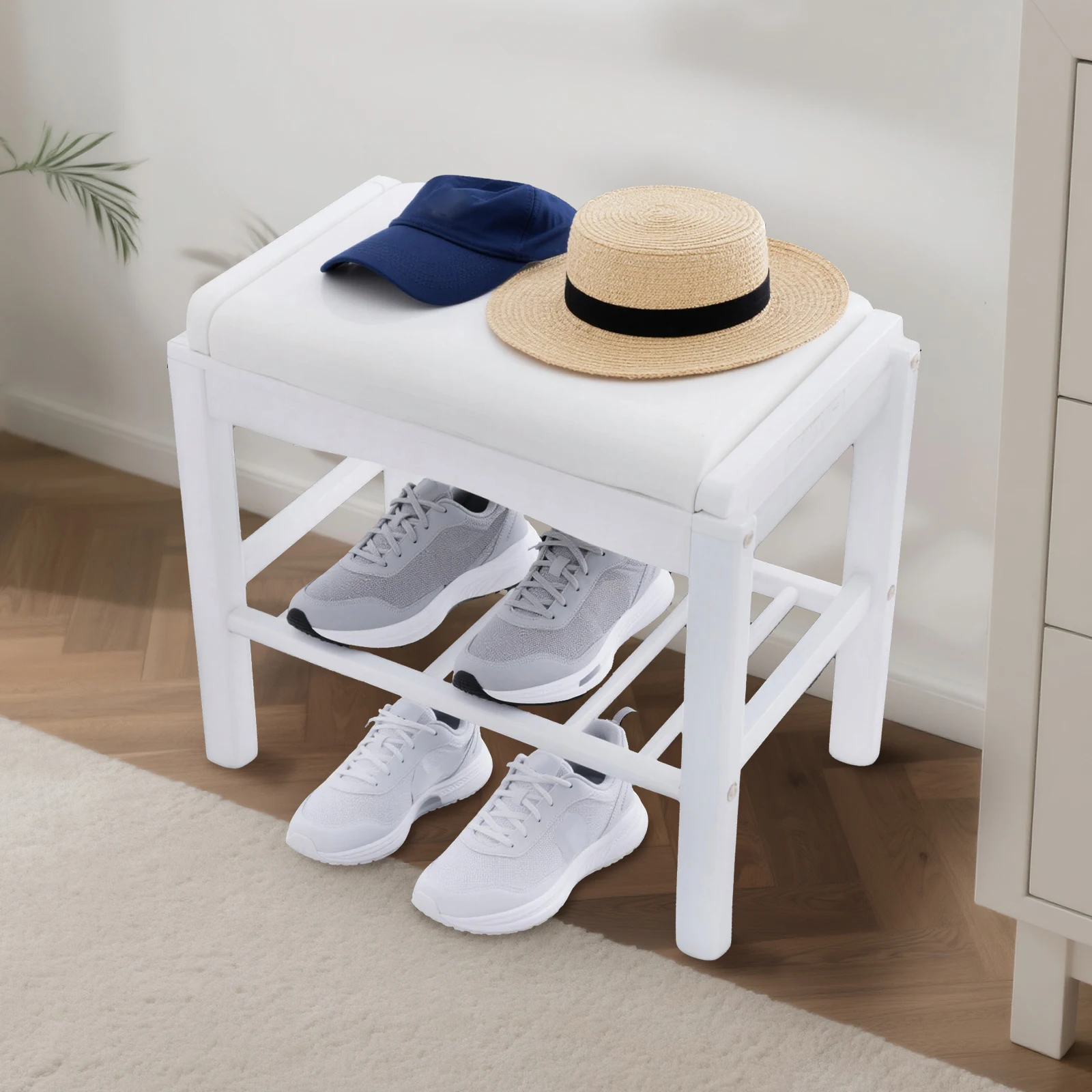 White Pine PU 45x30x40cm Soft-change Shoe Stool with Storage Layer Bearing 220 Lb Solid Wood Shoe Stool
White Pine PU 45x30x40cm Soft-change Shoe Stool with Storage Layer Bearing 220 Lb Solid Wood Shoe Stool