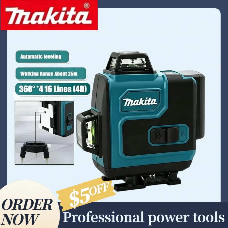 Makita 16 Line Green Laser Level High Precision Self-leveling Tool Portable Wall Mount Laser Level for Construction Layout Work
Makita 16 Line Green Laser Level High Precision Self-leveling Tool Portable Wall Mount Laser Level for Construction Layout Work