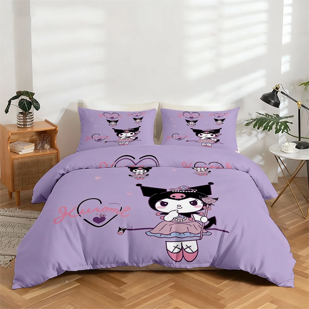3-Piece High-Definition Digital Print Bedding Set with Kuromi Pattern, Large Floral Design Duvet Cover Set, Includes 1 Duvet Cover + 2 Pillowcases, Suitable for Bedroom, Guest Room, Home Decoration, Polyester Fiber Duvet Cover + Pillowcases, Ultra-Soft Be
3-Piece High-Definition Digital Print Bedding Set with Kuromi Pattern, Large Floral Design Duvet Cover Set, Includes 1 Duvet Cover + 2 Pillowcases, Suitable for Bedroom, Guest Room, Home Decoration, Polyester Fiber Duvet Cover + Pillowcases, Ultra-Soft Be