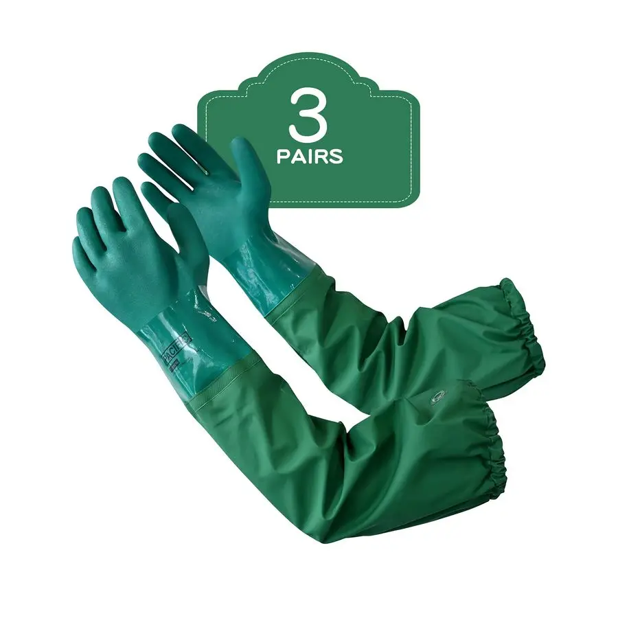 3 Pairs 26 Rubber Gloves Chemical Resistant, Extralong Heavy Duty Waterproof Gloves with Cotton Liner, Antiskid, Acidalkali, X L
3 Pairs 26 Rubber Gloves Chemical Resistant, Extralong Heavy Duty Waterproof Gloves with Cotton Liner, Antiskid, Acidalkali, X L