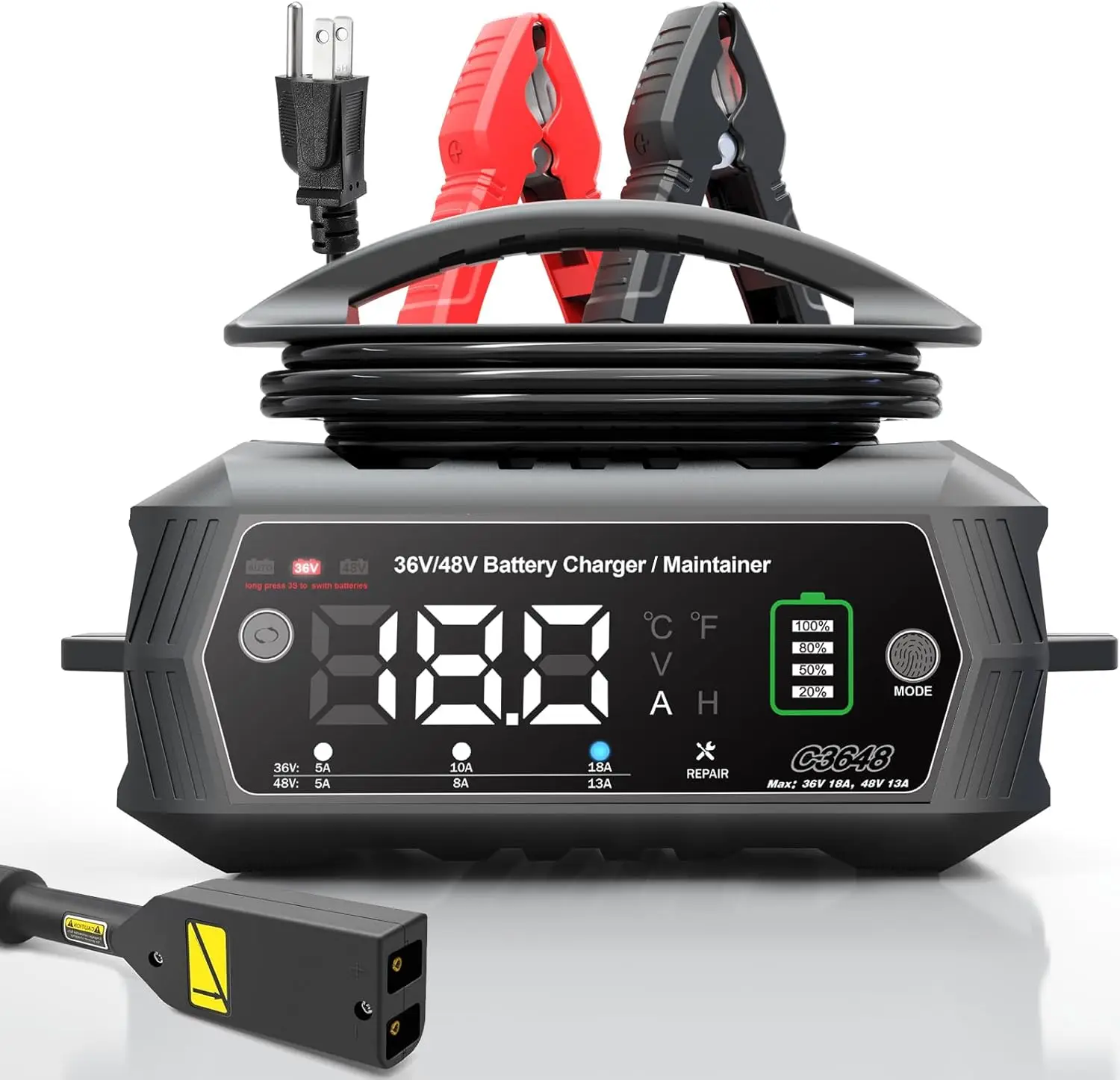 Зарядное устройство для гольф-кара 36 В/48 В с 3-контактной вилкой для литиевых свинцово-кислотных аккумуляторов LiFePO4
Зарядное устройство для гольф-кара 36 В/48 В с 3-контактной вилкой для литиевых свинцово-кислотных аккумуляторов LiFePO4