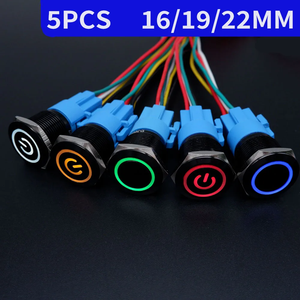 5PCS 16/19/22mm Metal Button Switch Flat Head LED Light Waterproof Illuminated PC Metal Doorbell Horn Push Button Switch 12V 5V
5PCS 16/19/22mm Metal Button Switch Flat Head LED Light Waterproof Illuminated PC Metal Doorbell Horn Push Button Switch 12V 5V