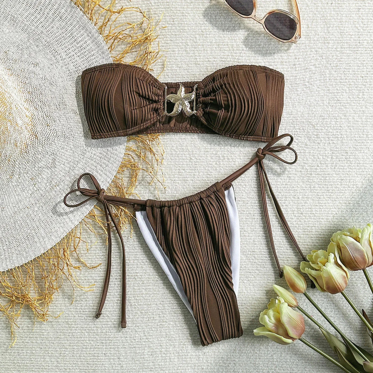 Starfish Decoration White Bandeau Bikinis Sets Swimsuit 2025 Sexy Micro Thong Swimwear Ribbed Bathing Suit Mini Biquinis Bather
Starfish Decoration White Bandeau Bikinis Sets Swimsuit 2025 Sexy Micro Thong Swimwear Ribbed Bathing Suit Mini Biquinis Bather