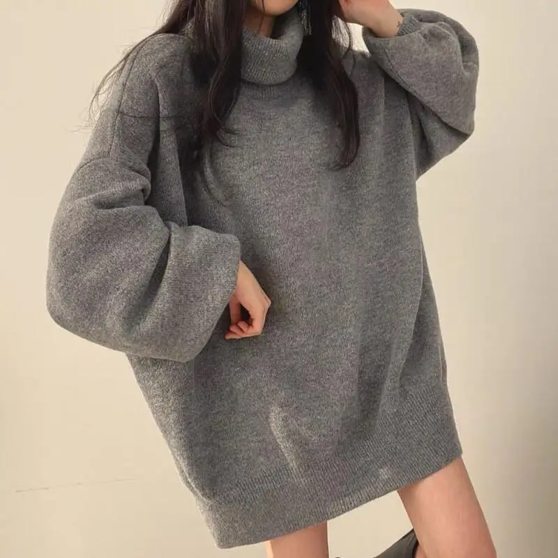 Осенне-зимний свитер для девочек с высоким воротом, ленивый стиль, сохраняющие тепло, утепленные топы, сохраняющие тепло, верхняя одежда, джемпер, свободные женские трикотажные изделия
Осенне-зимний свитер для девочек с высоким воротом, ленивый стиль, сохраняющие тепло, утепленные топы, сохраняющие тепло, верхняя одежда, джемпер, свободные женские трикотажные изделия