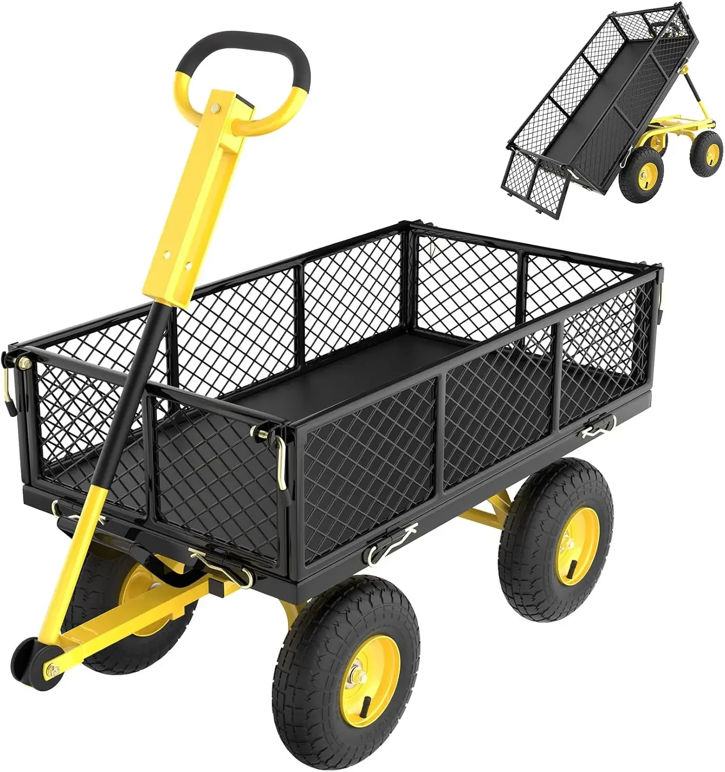 Garden Cart, Heavy Duty 900 Lbs Capacity Mesh Steel Garden Dump Cart, Folding Garden Wagon with Removable Mesh Sides, Utility Me
Garden Cart, Heavy Duty 900 Lbs Capacity Mesh Steel Garden Dump Cart, Folding Garden Wagon with Removable Mesh Sides, Utility Me