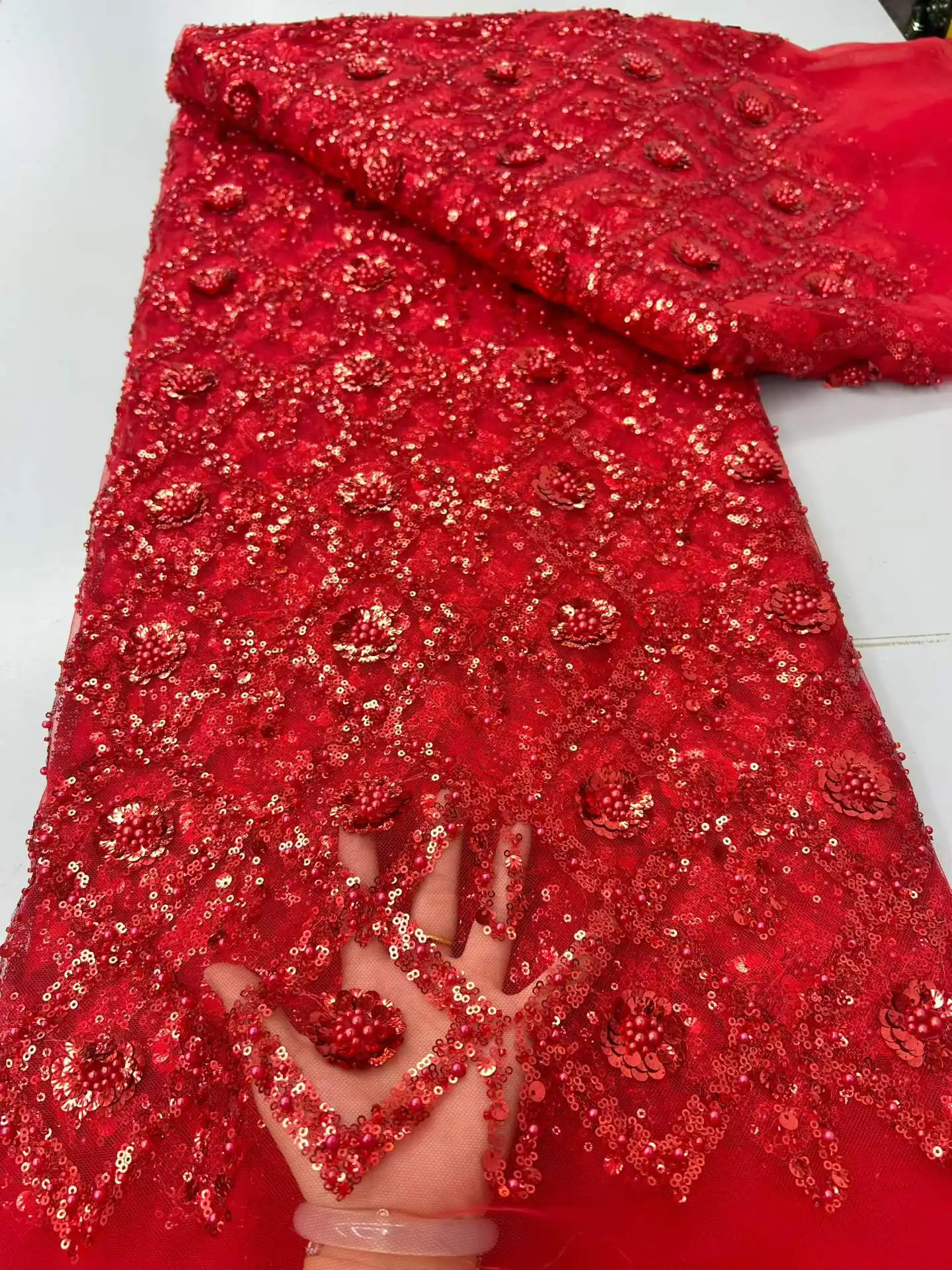 2026 High Quality Red African Lace Fabric Sequins Mesh Lace France Luxury Beaded Embroidered Lace Tulle Lace Fabric For Dresses
2026 High Quality Red African Lace Fabric Sequins Mesh Lace France Luxury Beaded Embroidered Lace Tulle Lace Fabric For Dresses