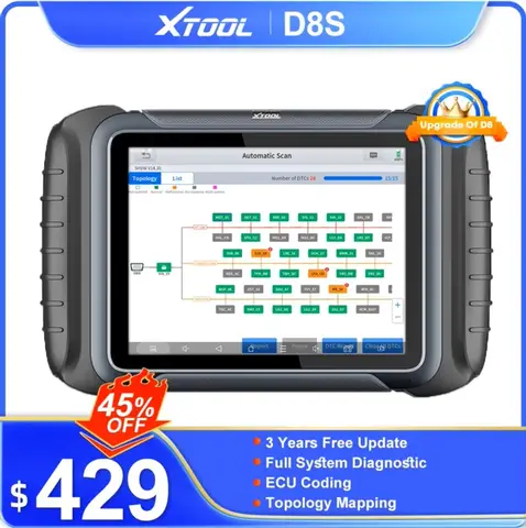 XTOOL D8S All System Car Diagnostic Tools ECU Coding Active Test Key Programmer 42 Service Automotive Tool With CAN FD DOIP