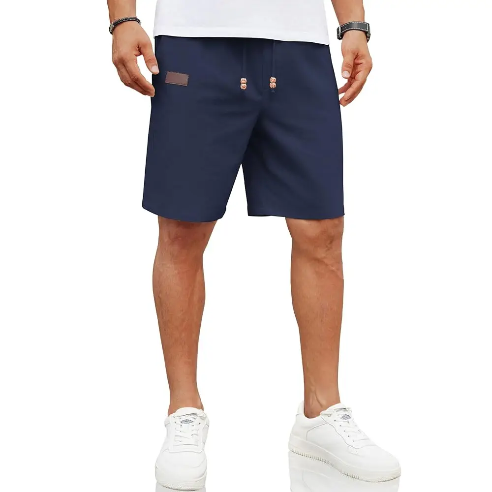Mens Casual Linen Shorts Elastic Waist Drawstring Loose Fit Summer Beach Vacation Shorts with Pockets
Mens Casual Linen Shorts Elastic Waist Drawstring Loose Fit Summer Beach Vacation Shorts with Pockets