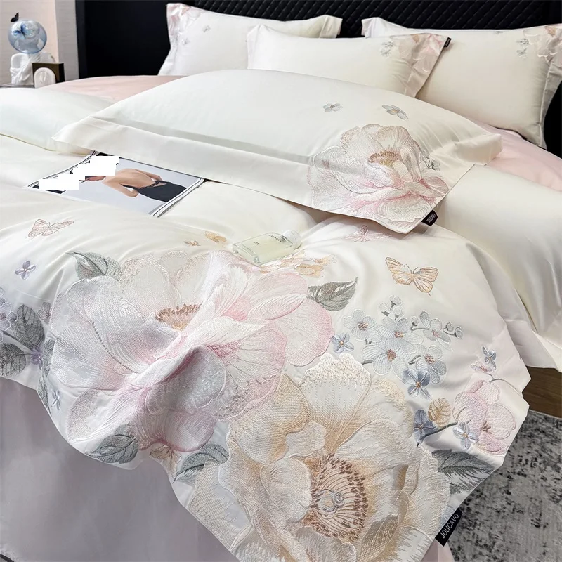 Luxury Floral Embroidery Bedding Set 100% Egyptian Cotton Duvet Cover Set 4Pcs Queen King Size Soft Bed Linen Pillowcases
Luxury Floral Embroidery Bedding Set 100% Egyptian Cotton Duvet Cover Set 4Pcs Queen King Size Soft Bed Linen Pillowcases