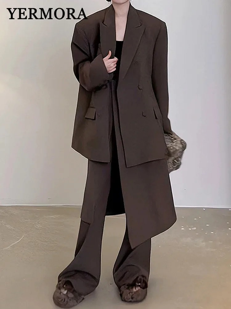 YERMORA Women Two Pieces Set Casual Blazer Lapel Long Sleeve Loose Fashion Irregular Wide Leg Pants Spring Autumn 2025 New A891
YERMORA Women Two Pieces Set Casual Blazer Lapel Long Sleeve Loose Fashion Irregular Wide Leg Pants Spring Autumn 2025 New A891