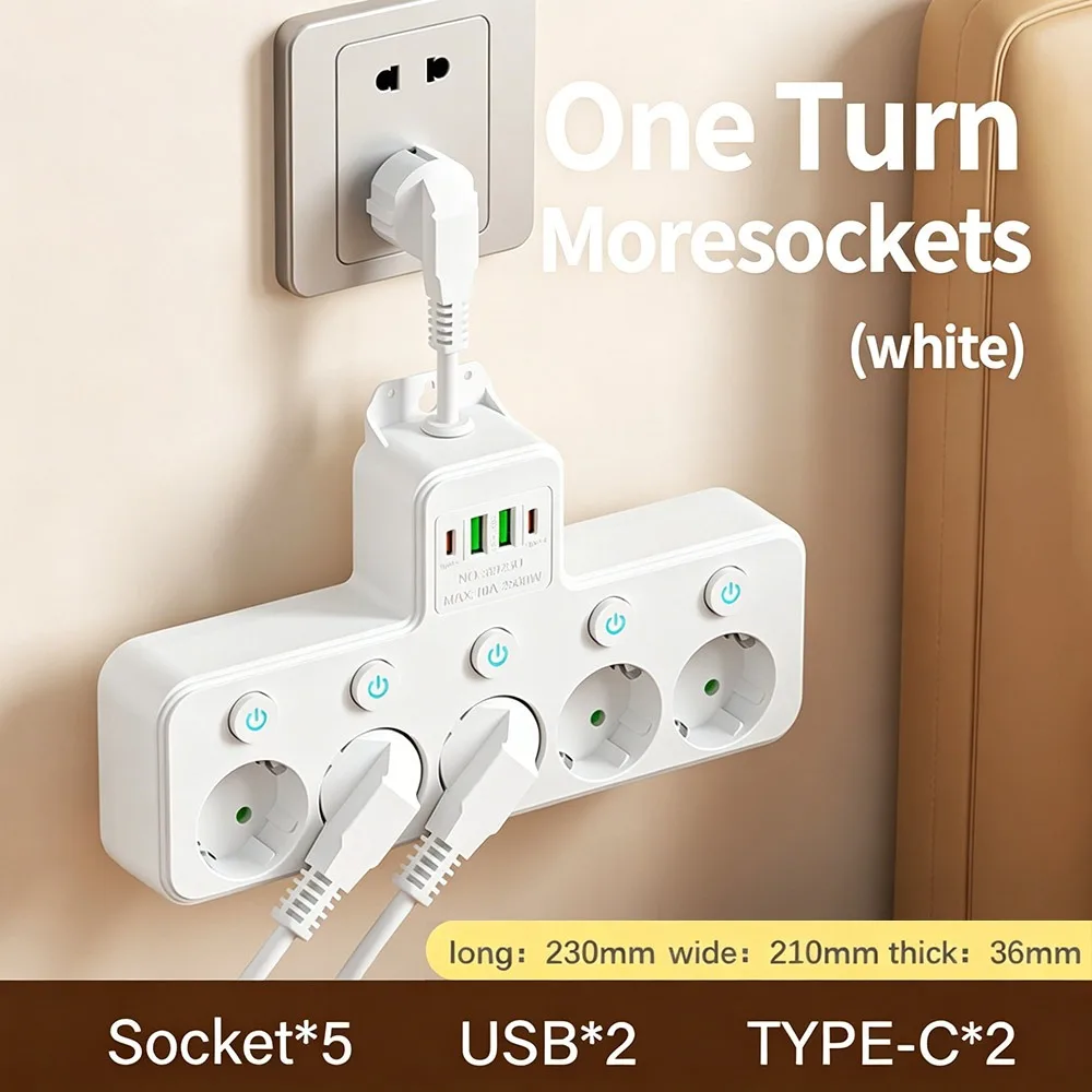 Durable 4/5 Plugs EU Plug Outlet Wall Mounted USB Wall Power Socket Independent Switch Type-C Ports Power Strip Home Offices
Durable 4/5 Plugs EU Plug Outlet Wall Mounted USB Wall Power Socket Independent Switch Type-C Ports Power Strip Home Offices
