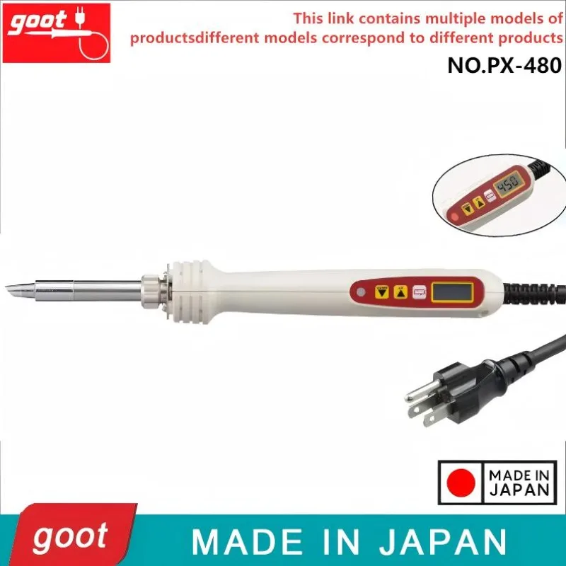 GOOT PX-480 Lead-Free Soldering Iron - High Heat Cap, Digital Display, 200–500°C, Fast Heat Recovery for Welding/Repair
GOOT PX-480 Lead-Free Soldering Iron - High Heat Cap, Digital Display, 200–500°C, Fast Heat Recovery for Welding/Repair
