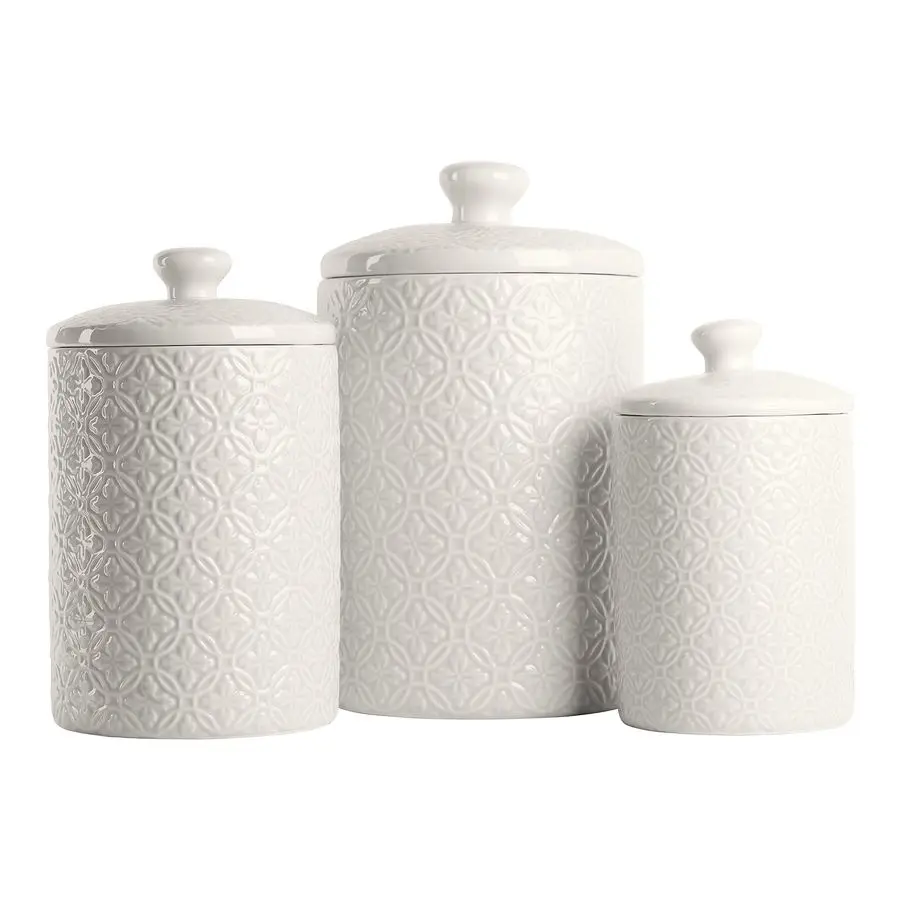 CANHMPTNWHT Kitchen Canister Set, 3 Piece, Hampton White
CANHMPTNWHT Kitchen Canister Set, 3 Piece, Hampton White