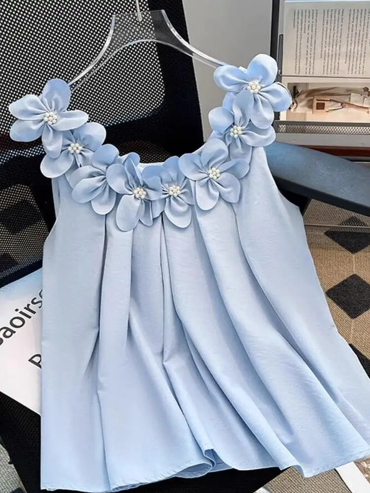 3D Pearl Flower Summer Vest Dopane Girl Beach Holiday Sle Chiffon Top Women's Clothing Strapl Loose Fit Color
3D Pearl Flower Summer Vest Dopane Girl Beach Holiday Sle Chiffon Top Women's Clothing Strapl Loose Fit Color