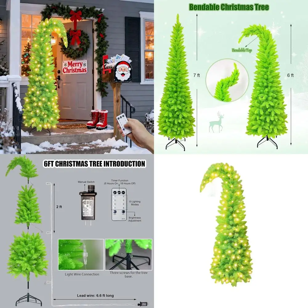 6-футовая светодиодная салатово-зеленая рождественская елка с гибкими ветвями, пультом дистанционного управления и таймером для дома или офиса
6-футовая светодиодная салатово-зеленая рождественская елка с гибкими ветвями, пультом дистанционного управления и таймером для дома или офиса