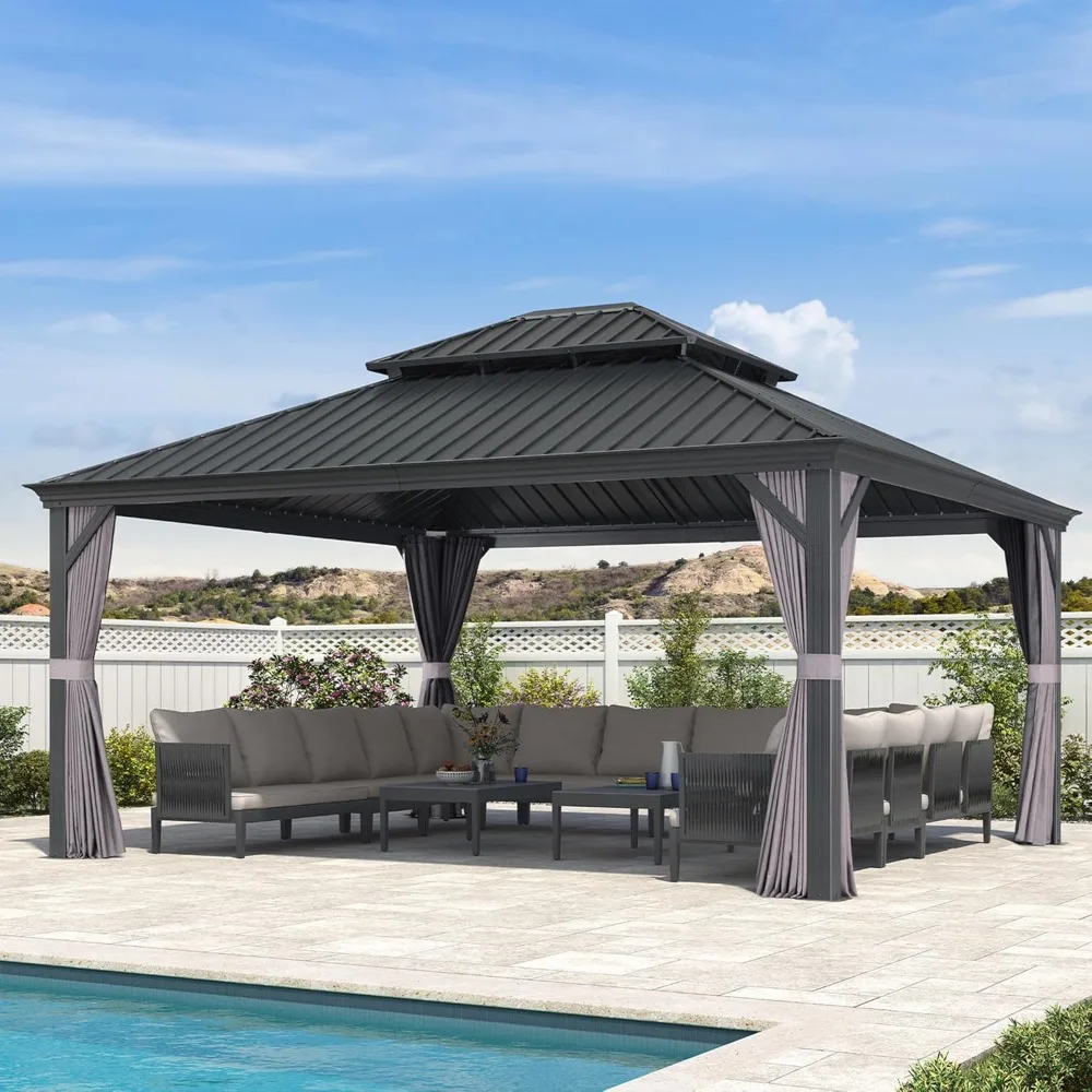 14' X 16' Outdoor Hardtop Gazebo Aluminum Gazebo with Galvanized Steel Double Roof for Patio Lawn and Garden
14' X 16' Outdoor Hardtop Gazebo Aluminum Gazebo with Galvanized Steel Double Roof for Patio Lawn and Garden