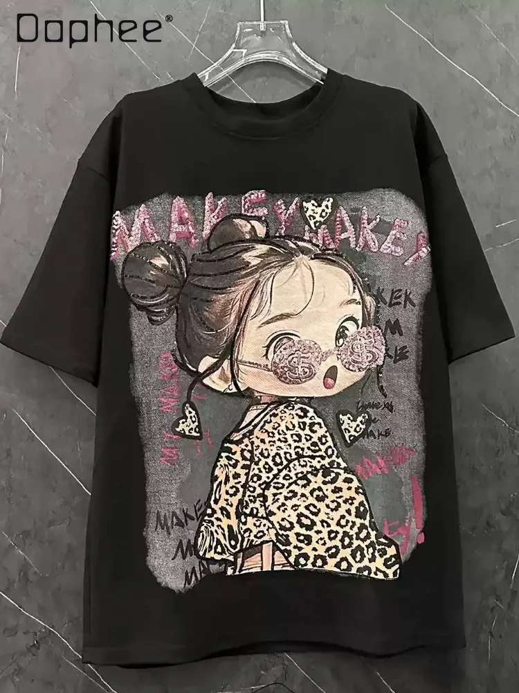 Cartoon Glasses Little Girl Crew Neck Short Sleeve T-Shirt Women's Loose Top Summer Cartoon Animation Crew Neck T-shirt Women
Cartoon Glasses Little Girl Crew Neck Short Sleeve T-Shirt Women's Loose Top Summer Cartoon Animation Crew Neck T-shirt Women