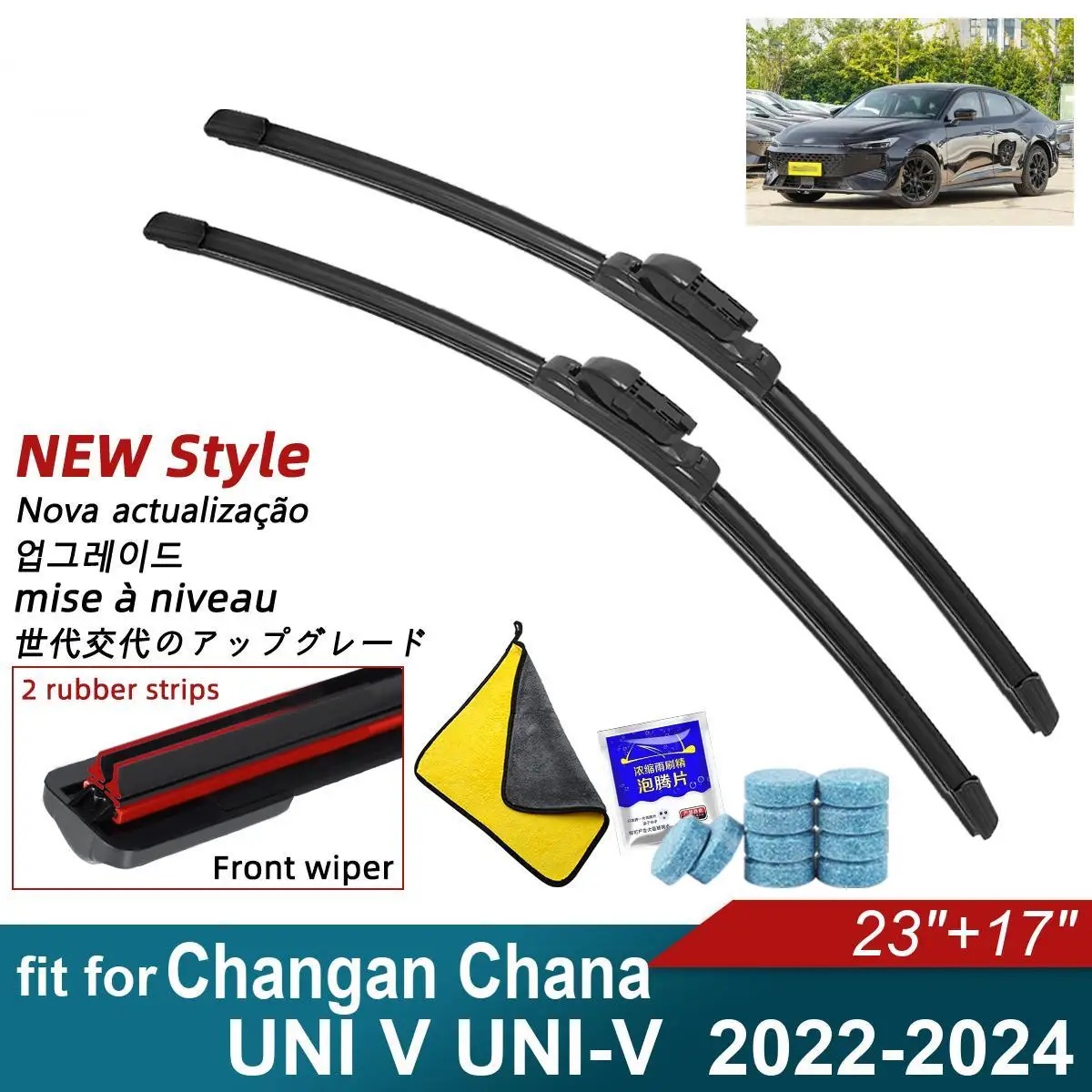 Double Rubber Car Wiper Blades for 2022-2024 Changan Chana UNI 2022-2024Front Rear Windscreen Windshield Wipers Car Accessories
Double Rubber Car Wiper Blades for 2022-2024 Changan Chana UNI 2022-2024Front Rear Windscreen Windshield Wipers Car Accessories