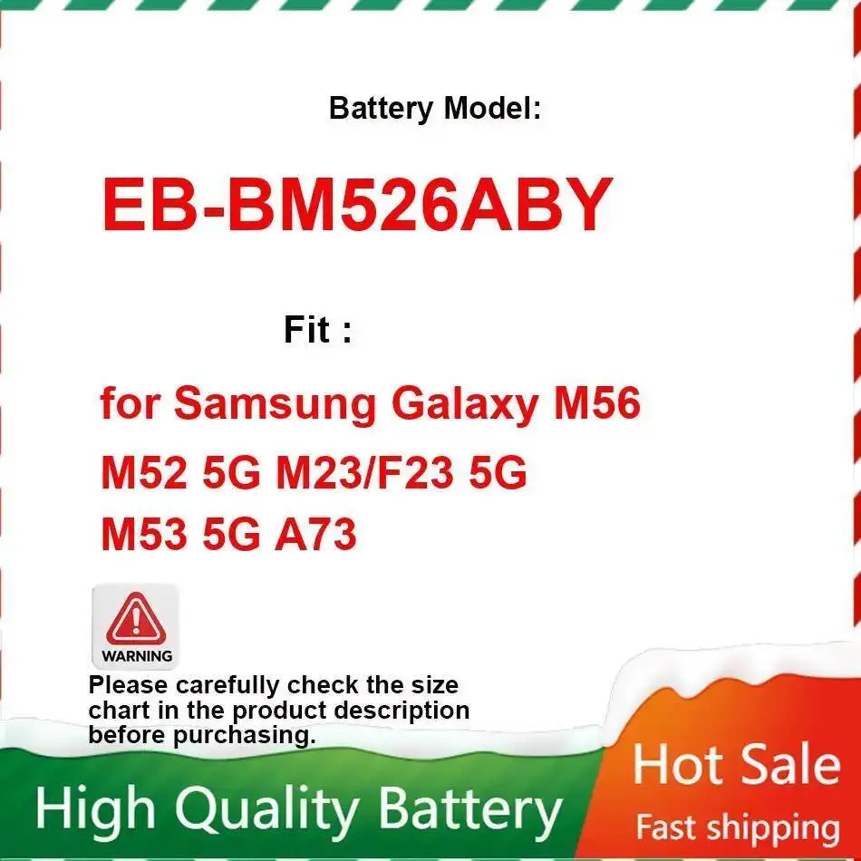 Для Samsung Galaxy M56 M52 5G M23 F23 M53 A73 EB-BM526ABY 5000 мАч Высокопроизводительный аккумулятор для мобильного телефона
Для Samsung Galaxy M56 M52 5G M23 F23 M53 A73 EB-BM526ABY 5000 мАч Высокопроизводительный аккумулятор для мобильного телефона