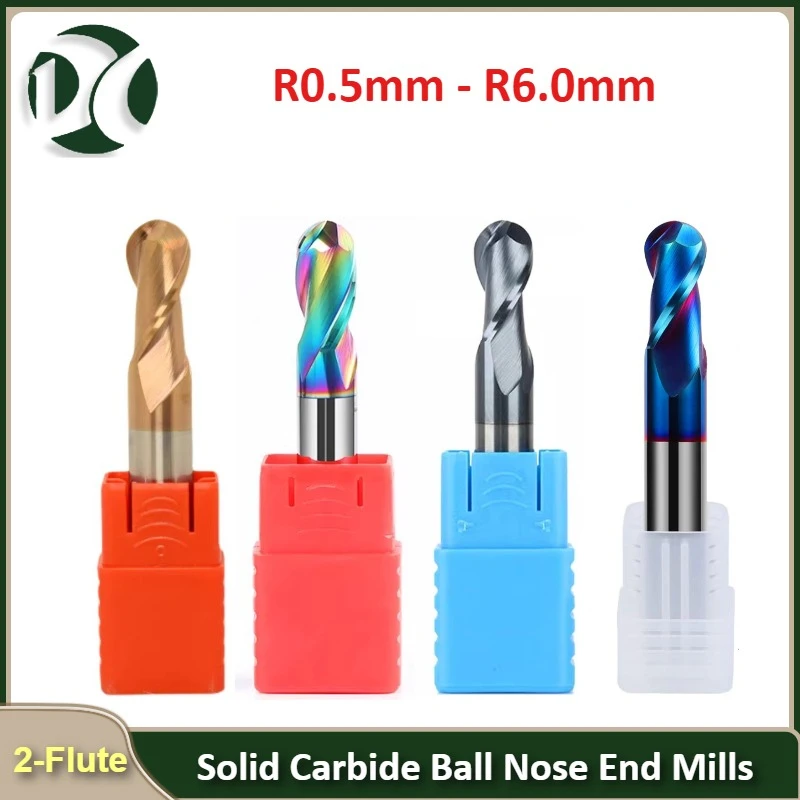Solid Carbide Ball Nose End Mills R0.5-R6.0mm, 2-Flute, for CNC Machining Steel/Aluminum, HRC50/55/70 Hardness
Solid Carbide Ball Nose End Mills R0.5-R6.0mm, 2-Flute, for CNC Machining Steel/Aluminum, HRC50/55/70 Hardness