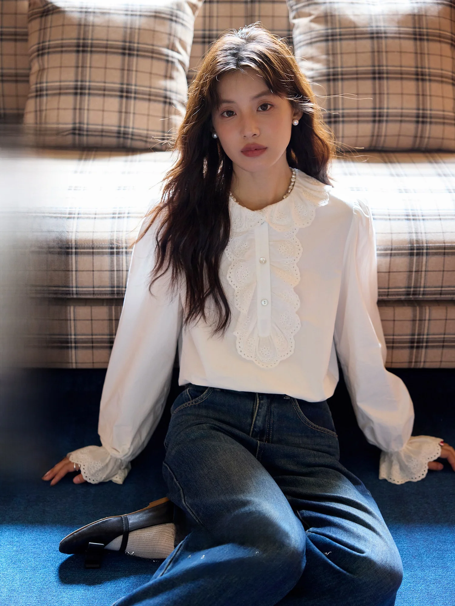 ORWhite Vintage Lace Trim Embroidered irt Women Winter Lantern Sve Patchwork Collar White irt Loose Fit Long Sve
ORWhite Vintage Lace Trim Embroidered irt Women Winter Lantern Sve Patchwork Collar White irt Loose Fit Long Sve