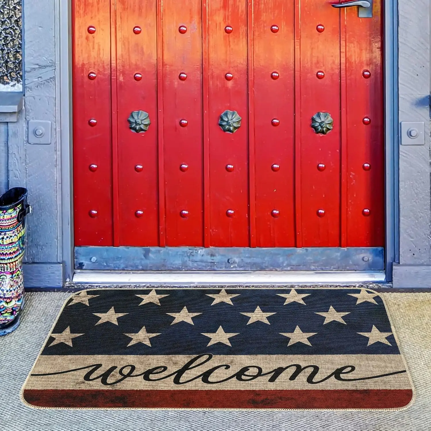 Doormat Floor Mat Set Retro Patriotic American Star Stripes Design Vintage Linen Texture Pattern Printed Polyester Fabric Soft Non Slip Absorbent Front Door Home Kitchen Entryway Outdoor Multi Sizes Housewarming Daily 250th Anniversary 4th Of July Gift
Doormat Floor Mat Set Retro Patriotic American Star Stripes Design Vintage Linen Texture Pattern Printed Polyester Fabric Soft Non Slip Absorbent Front Door Home Kitchen Entryway Outdoor Multi Sizes Housewarming Daily 250th Anniversary 4th Of July Gift