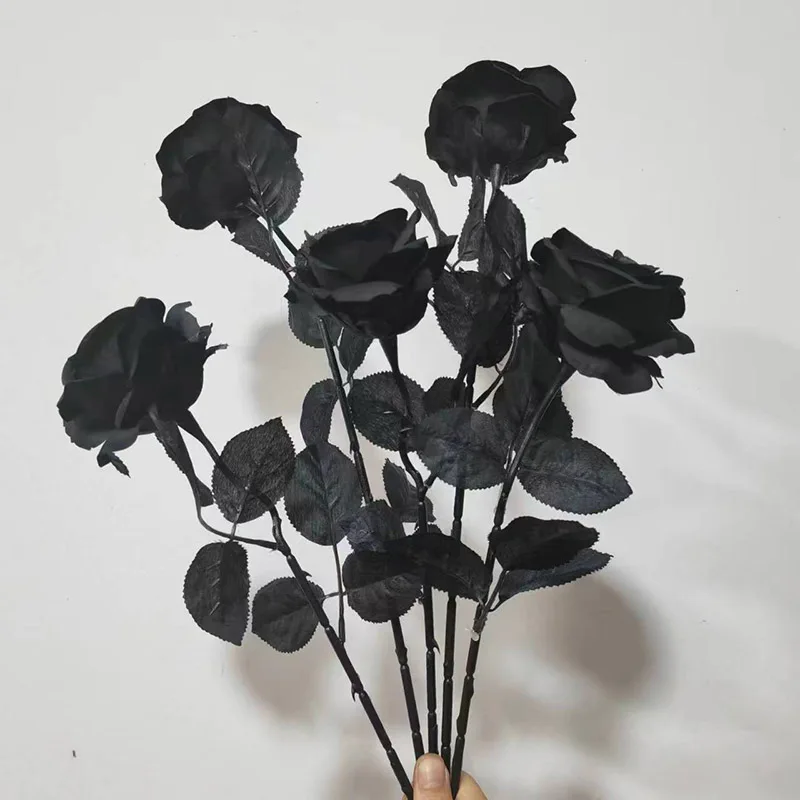 Black Rose Simulation Flower Halloween Gothic Style With Dark Background Design Hand Held Flower Decoration Artificial Flowers
Black Rose Simulation Flower Halloween Gothic Style With Dark Background Design Hand Held Flower Decoration Artificial Flowers