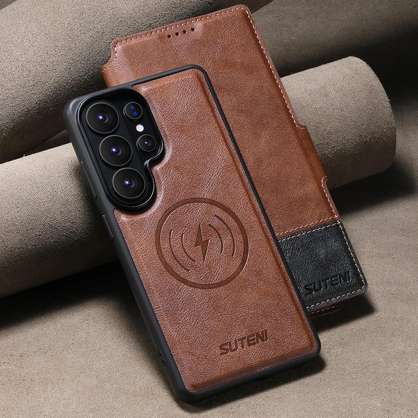 SUTENI Faux Leather Wireless Charging Card Holder Stand Wallet Magnetic Flip Cover Phone Case For Samsung S26 Ultra S25 S24 S23
SUTENI Faux Leather Wireless Charging Card Holder Stand Wallet Magnetic Flip Cover Phone Case For Samsung S26 Ultra S25 S24 S23
