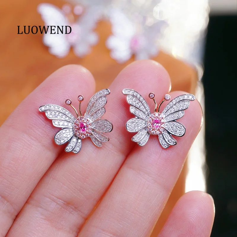 LUOWEND 100% 18K White Gold Earrings Elegant Butterfly Shape Real Natural Pink Diamond Stud Earrings for Women Fine Jewelry
LUOWEND 100% 18K White Gold Earrings Elegant Butterfly Shape Real Natural Pink Diamond Stud Earrings for Women Fine Jewelry