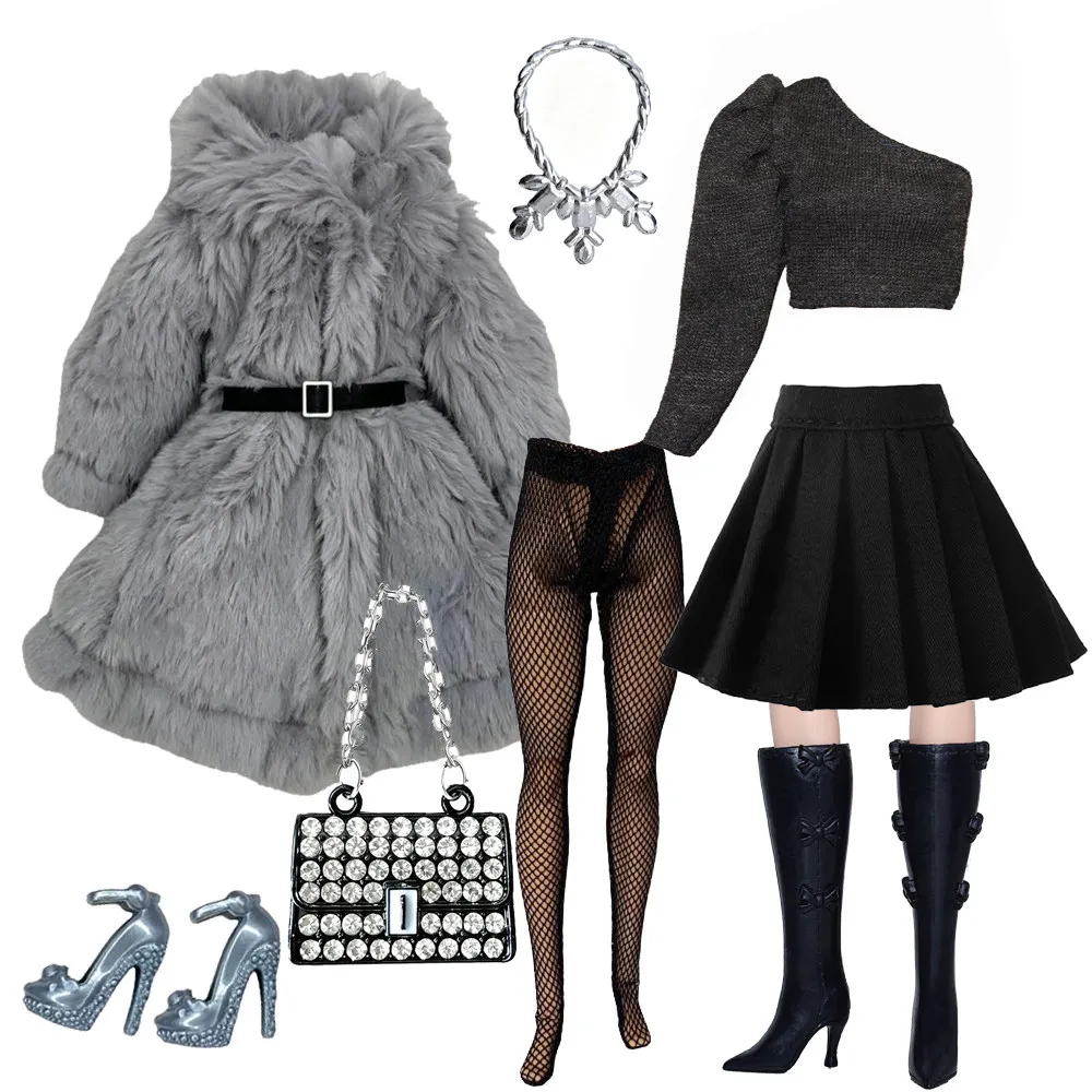Fashion Grey Plush Coat+Off-the-shoulder Top+Half Skirt+Boots+Diamond Bag Set For 1/6 Xianxian Supermodel Babi Doll Clothes Part
Fashion Grey Plush Coat+Off-the-shoulder Top+Half Skirt+Boots+Diamond Bag Set For 1/6 Xianxian Supermodel Babi Doll Clothes Part