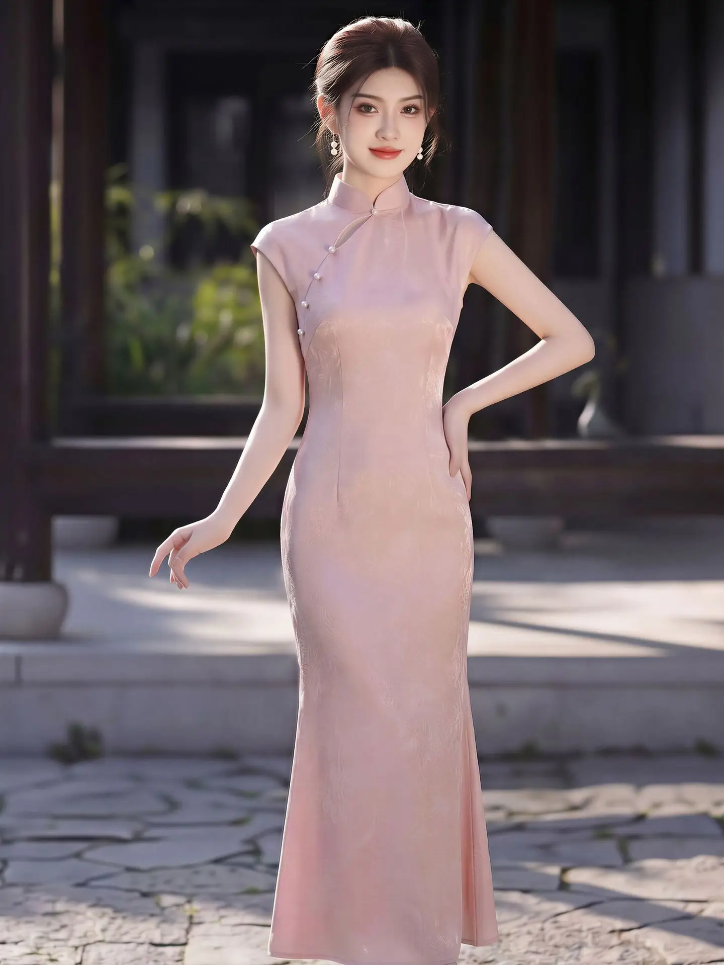 Fashion Improvement Pink Chinese Style Sleeveless Mermaid Cheongsam Summer Bridal Toast Dress Qipao
Fashion Improvement Pink Chinese Style Sleeveless Mermaid Cheongsam Summer Bridal Toast Dress Qipao