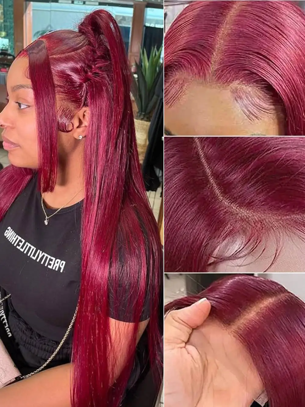 99J Burgunday Straight Lace Front Human Hair Wigs Straight Burgundy 13x4 HD Transparent Full Lace Frontal Wig Red Glueless Wigs
99J Burgunday Straight Lace Front Human Hair Wigs Straight Burgundy 13x4 HD Transparent Full Lace Frontal Wig Red Glueless Wigs