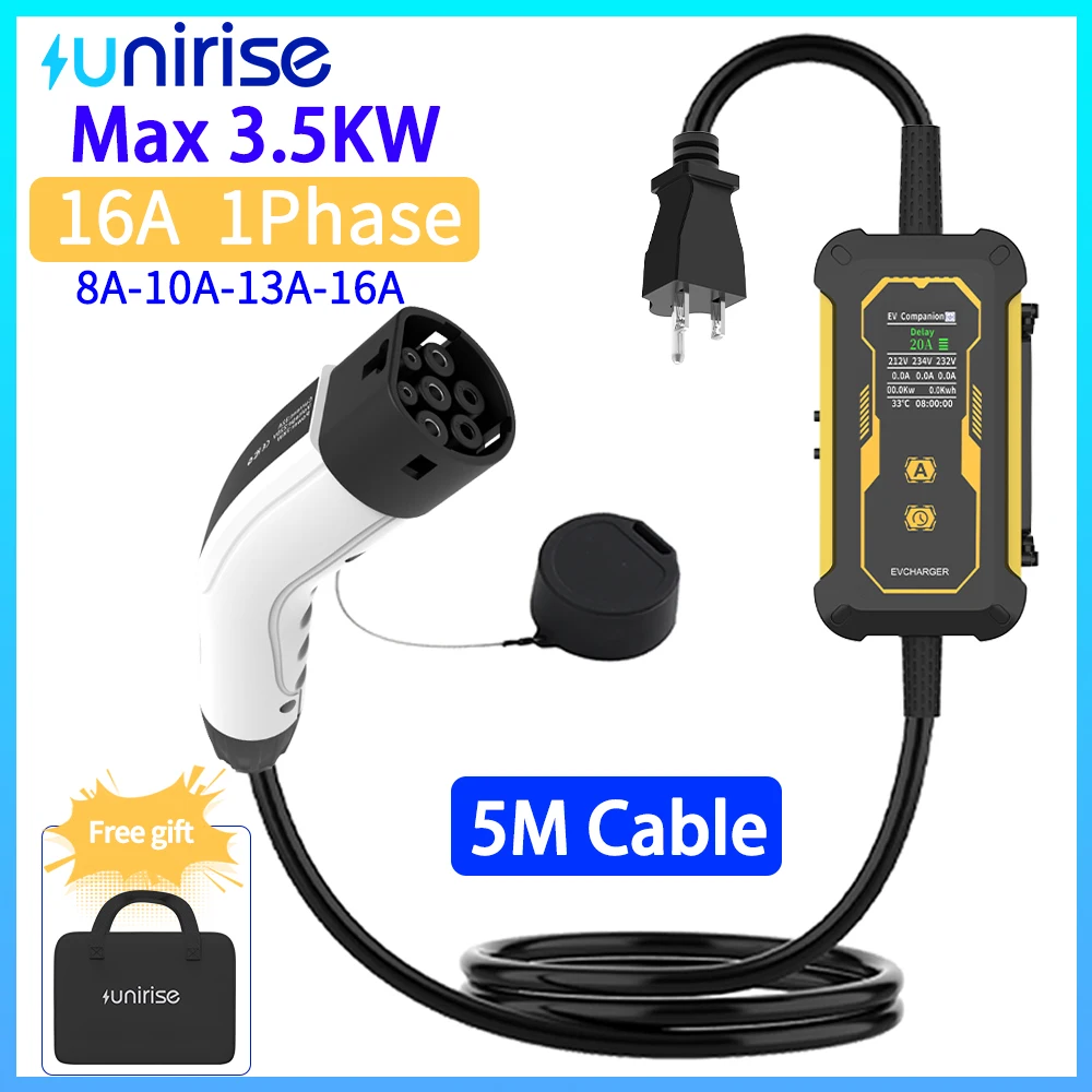 Unirise Portable Type2 Charger 16A 110V 3.5kw US 5-15P NEMA Plug EVSE Single Phase Charging IEC 62196 For Type 2 EV Cars Charger
Unirise Portable Type2 Charger 16A 110V 3.5kw US 5-15P NEMA Plug EVSE Single Phase Charging IEC 62196 For Type 2 EV Cars Charger